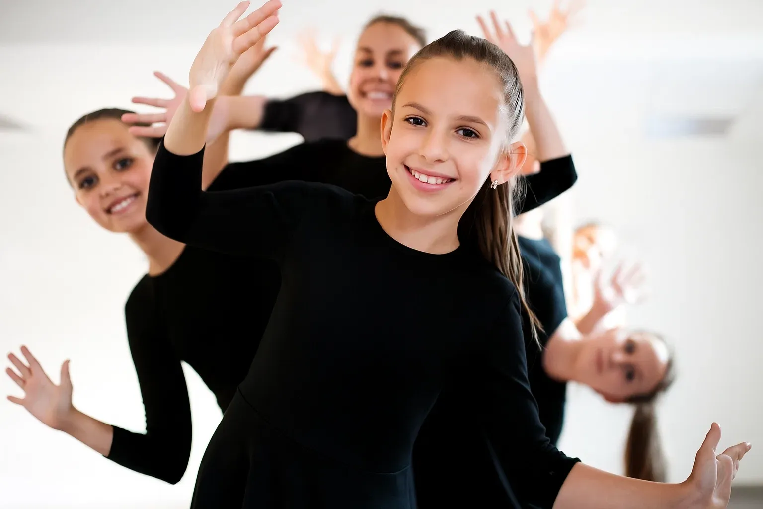 Junior high girls in dynamic movement class