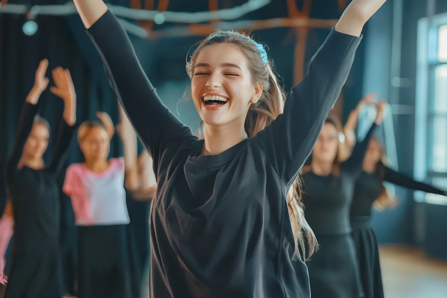 Teen girls in empowering fitness class